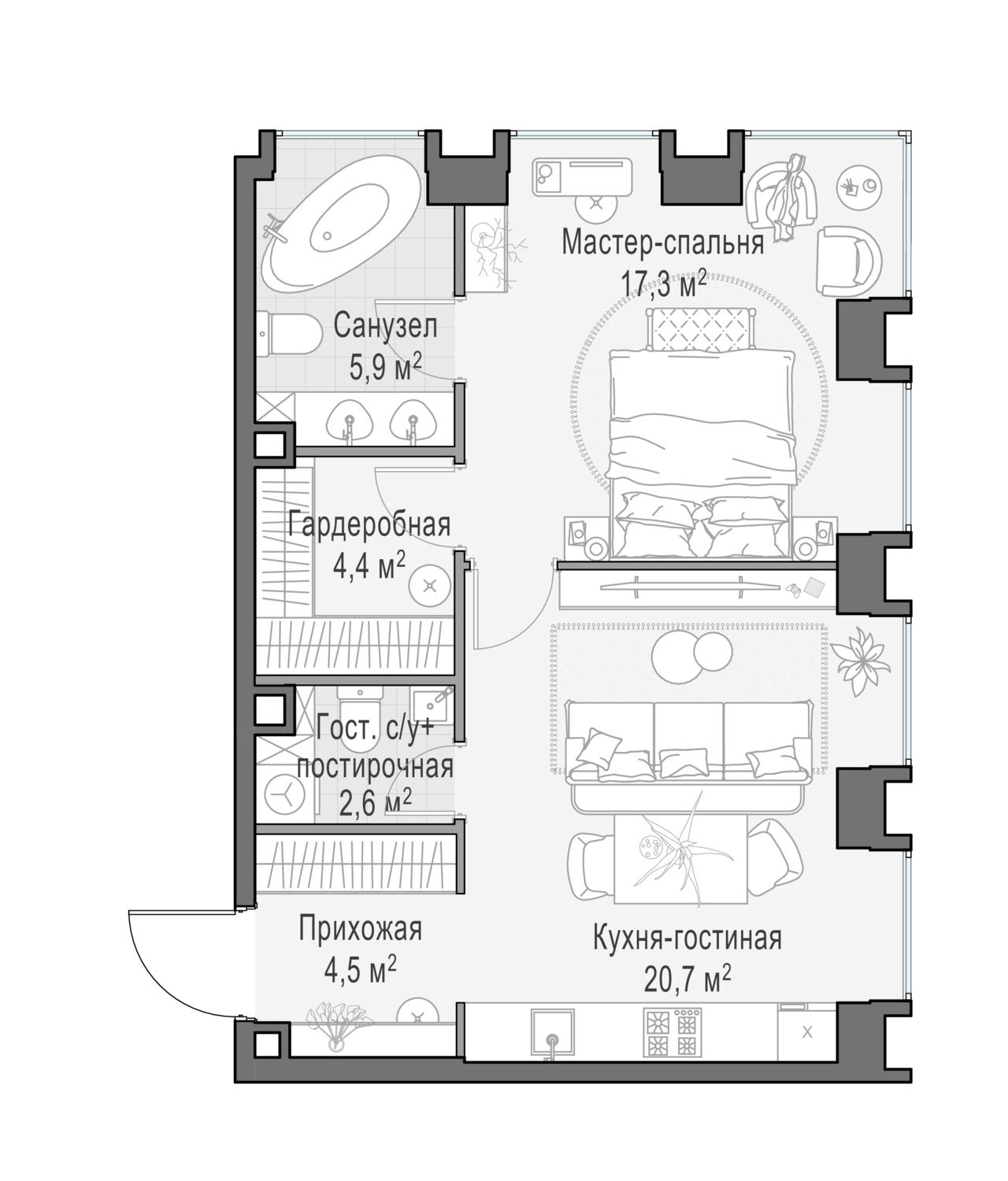 2х-комнатная квартира в ЖК Роскошный квартал Life Time