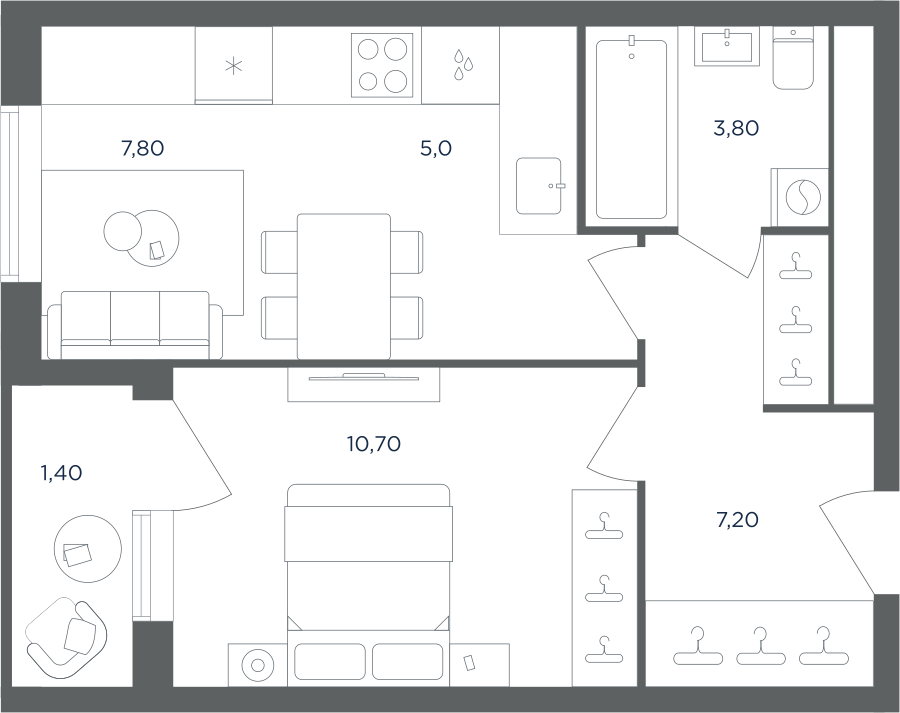2х-комнатная квартира в ЖК Равновесие