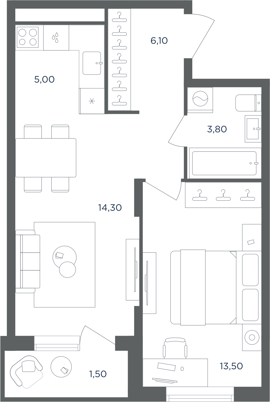 2х-комнатная квартира в ЖК Равновесие