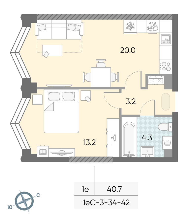 1-комнатная квартира в ЖК Зиларт