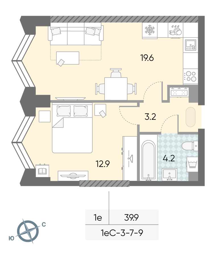 1-комнатная квартира в ЖК Зиларт
