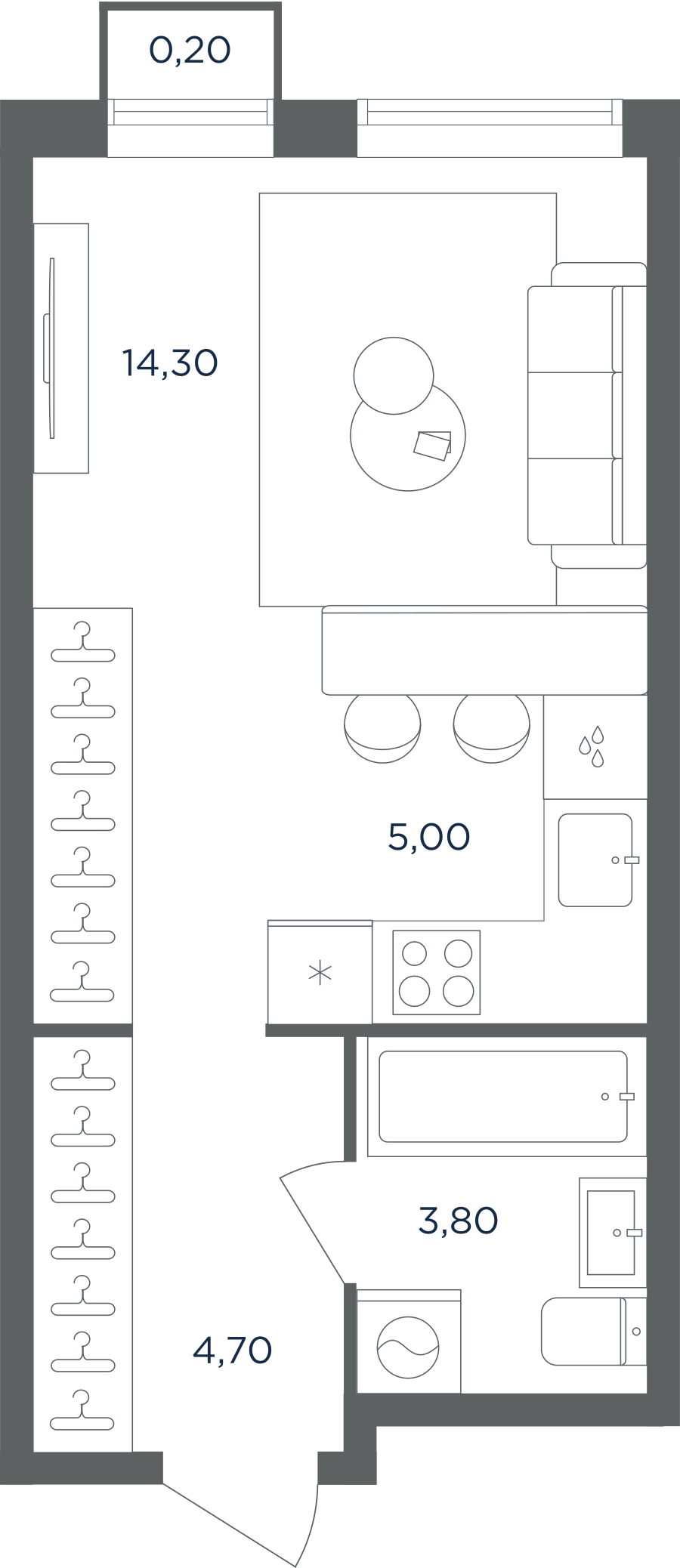 Квартира-студия в ЖК Равновесие