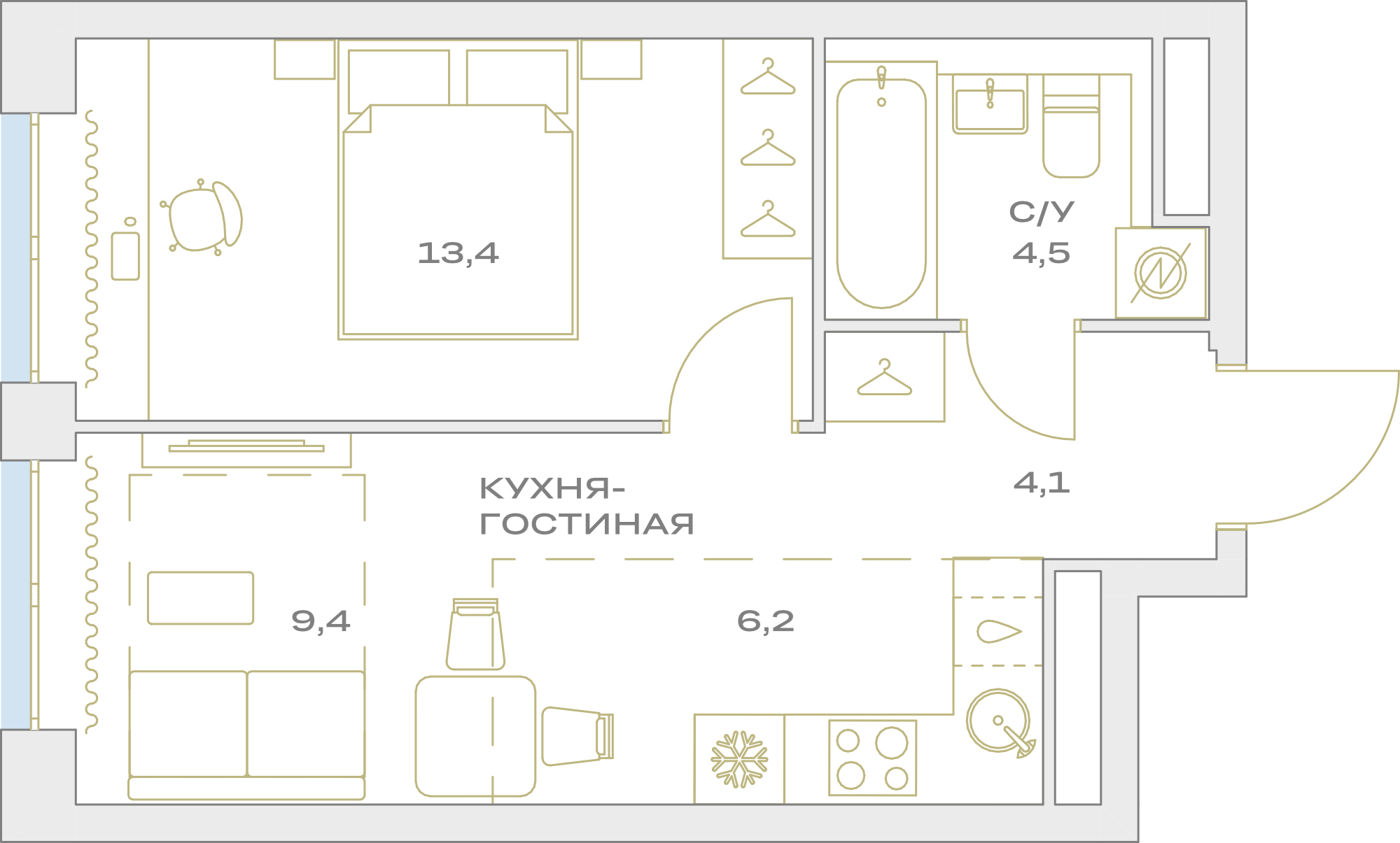 2х-комнатная квартира в ЖК Детали