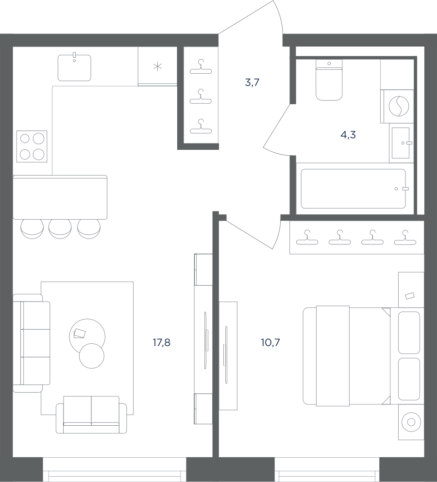 1-комнатная квартира в ЖК Равновесие