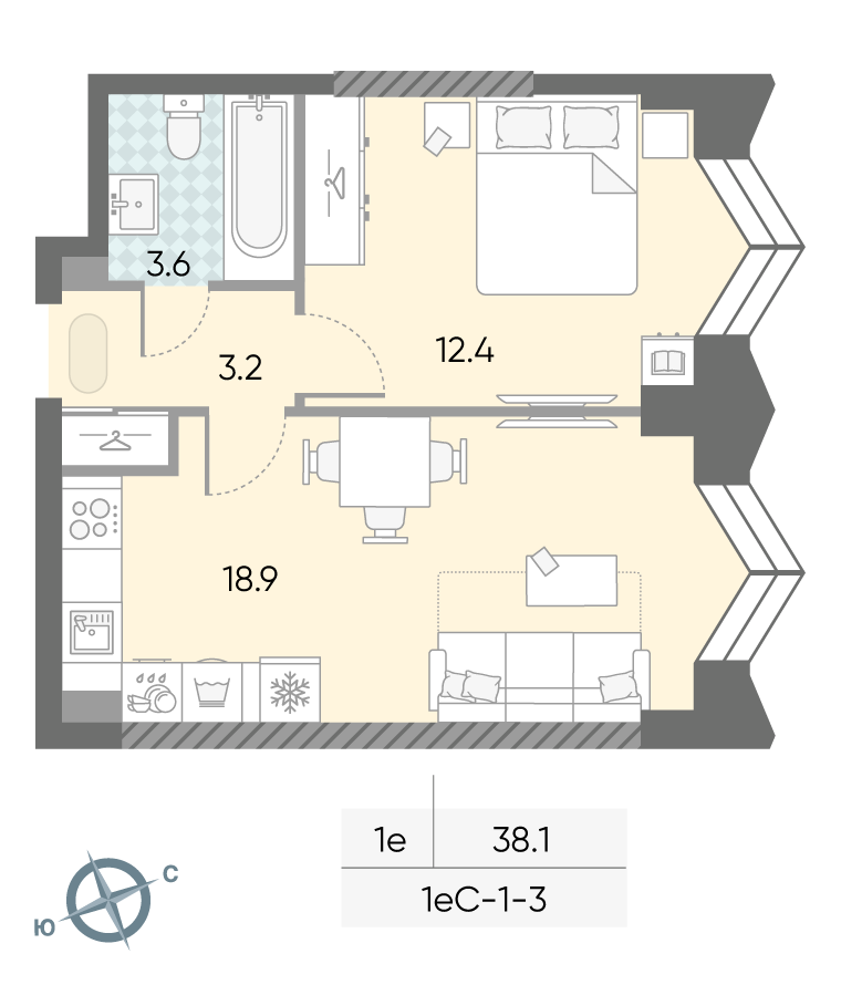 1-комнатная квартира в ЖК Зиларт