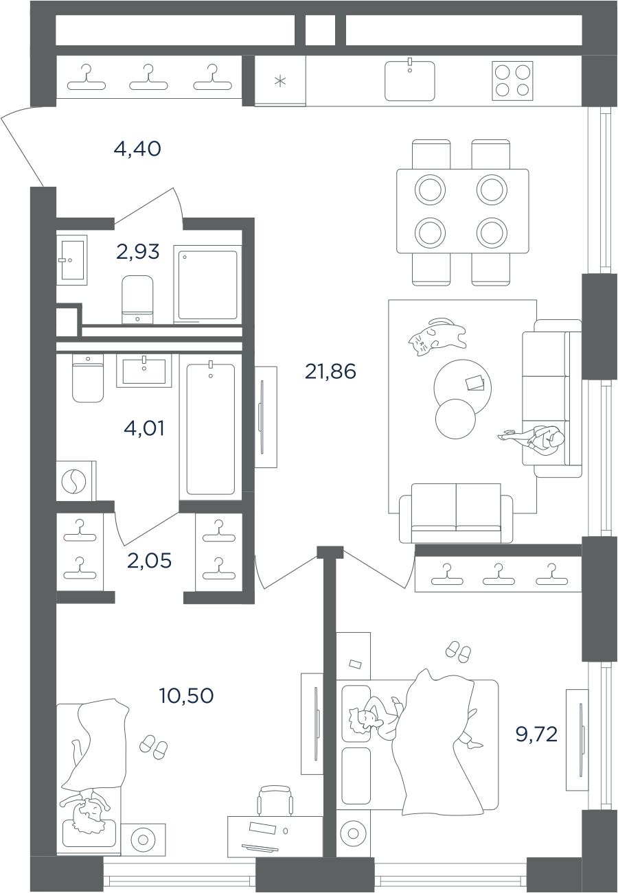 2х-комнатная квартира в ЖК ULTIMAcity