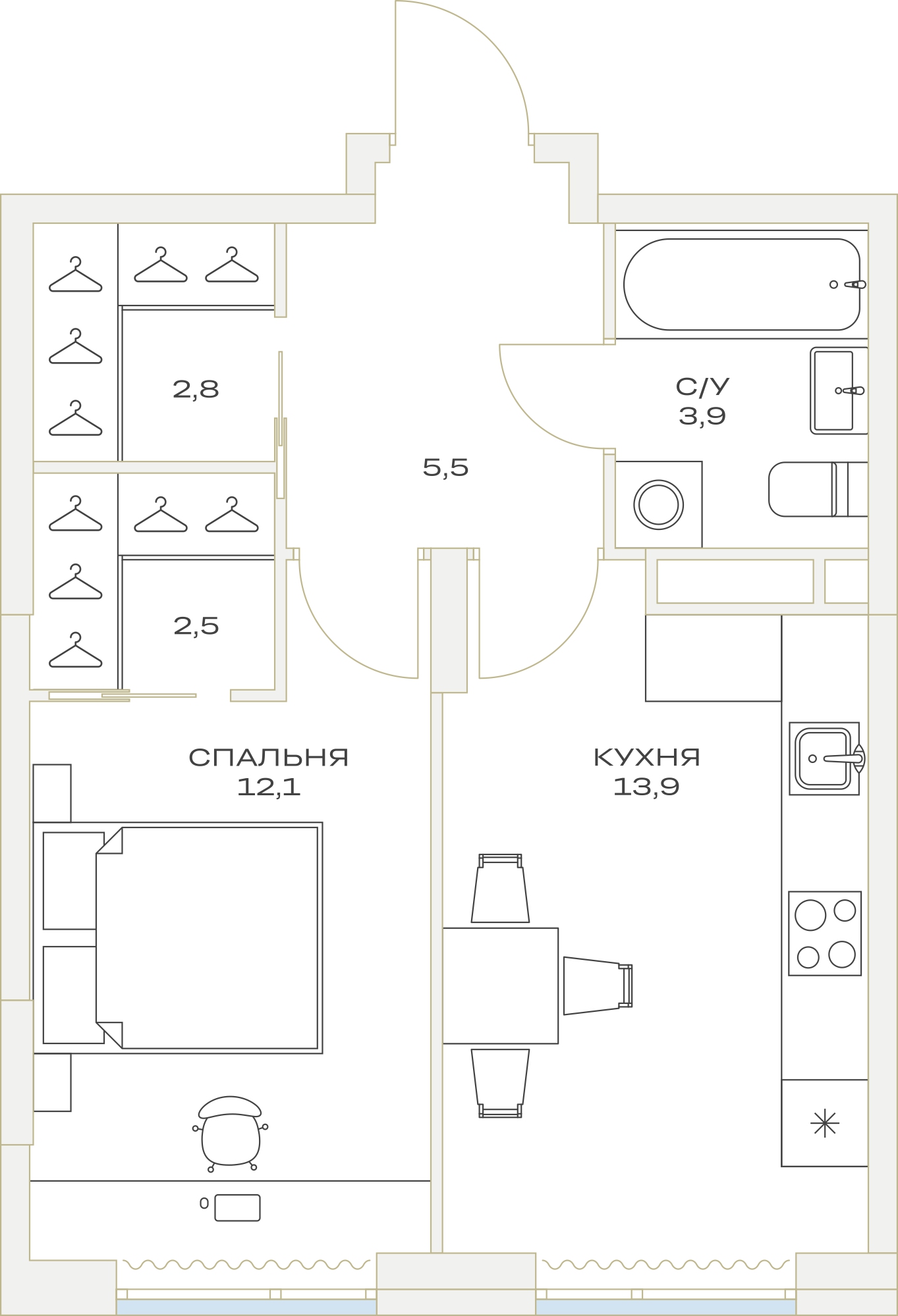 1-комнатная квартира в ЖК Детали