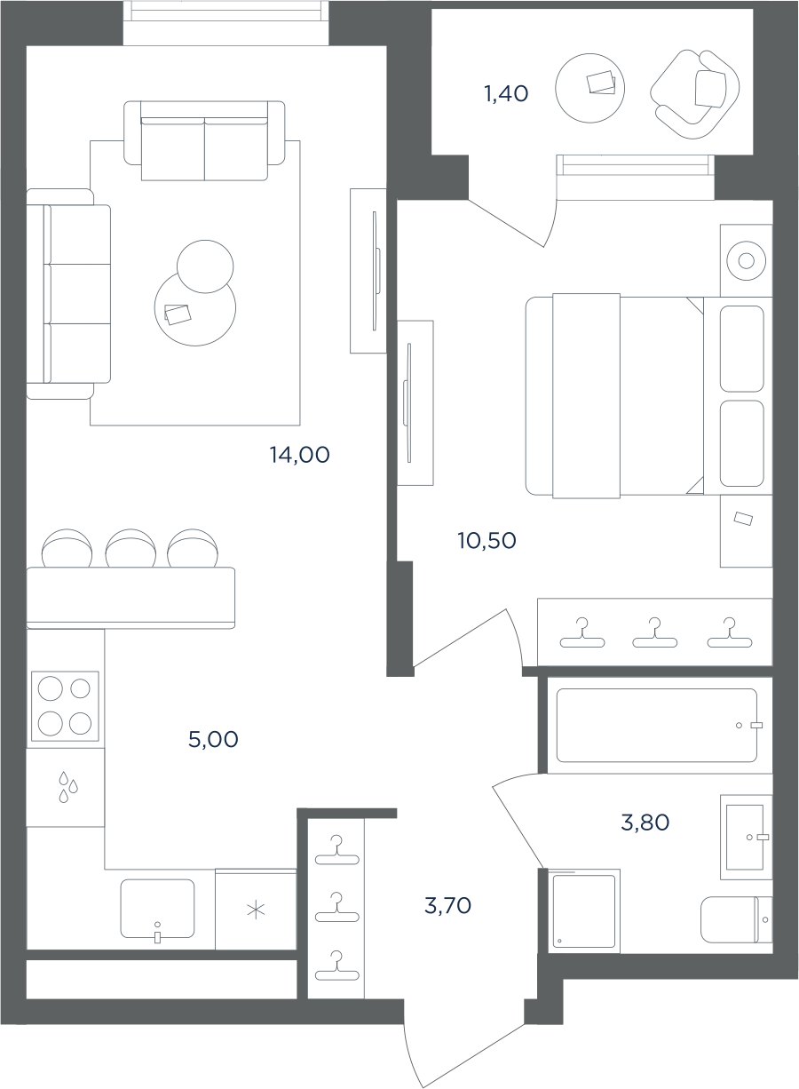 2х-комнатная квартира в ЖК Равновесие