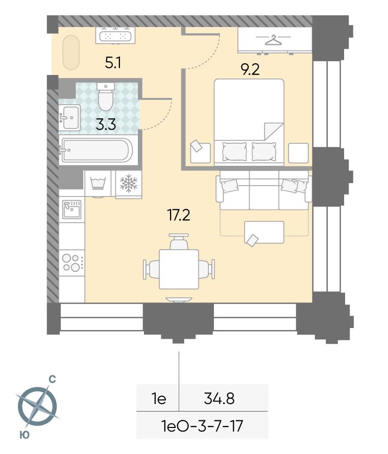 1-комнатная квартира в ЖК Зиларт 1-комнатная квартира в ЖК Зиларт