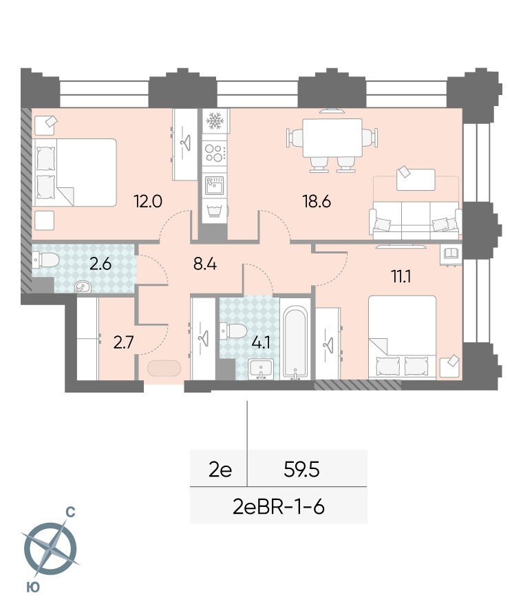 2х-комнатная квартира в ЖК Зиларт 2х-комнатная квартира в ЖК Зиларт