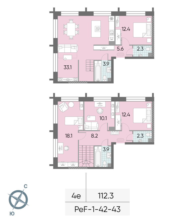 4х-комнатная квартира в ЖК Зиларт