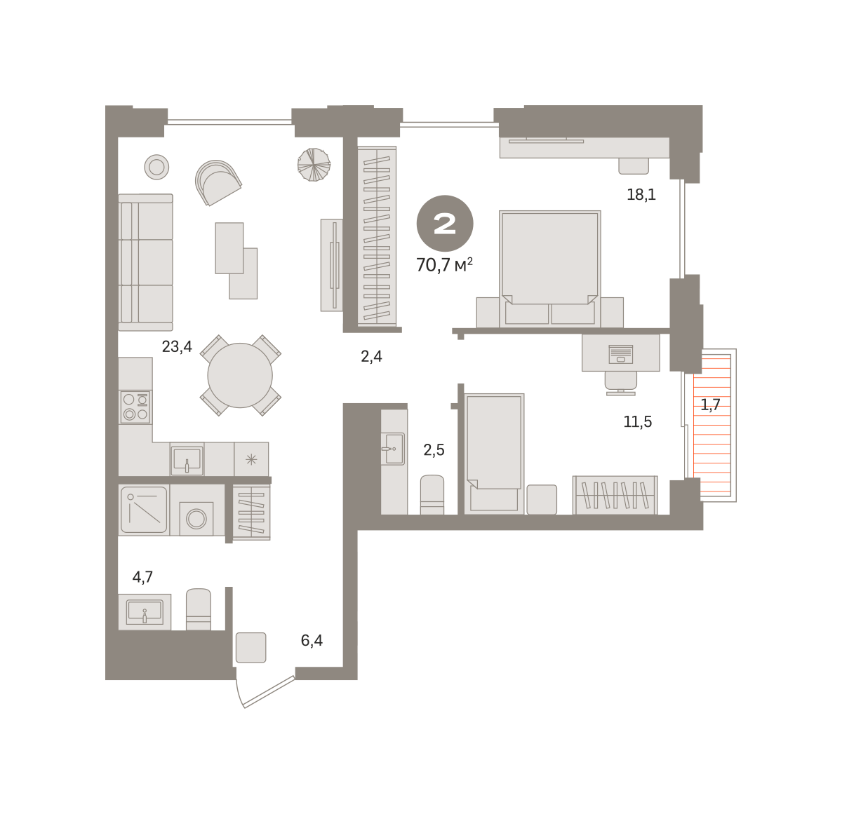 2х-комнатная квартира в ЖК Квартал МОНС