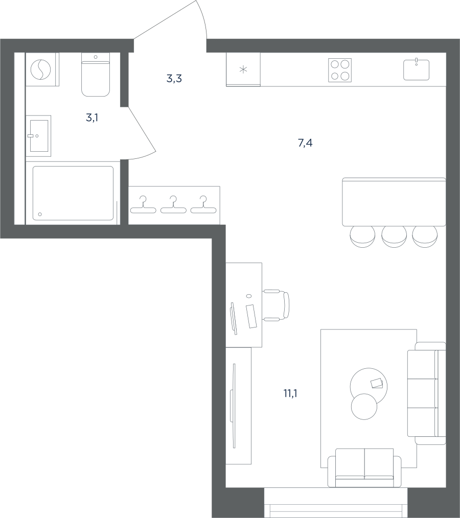 Квартира-студия в ЖК Равновесие
