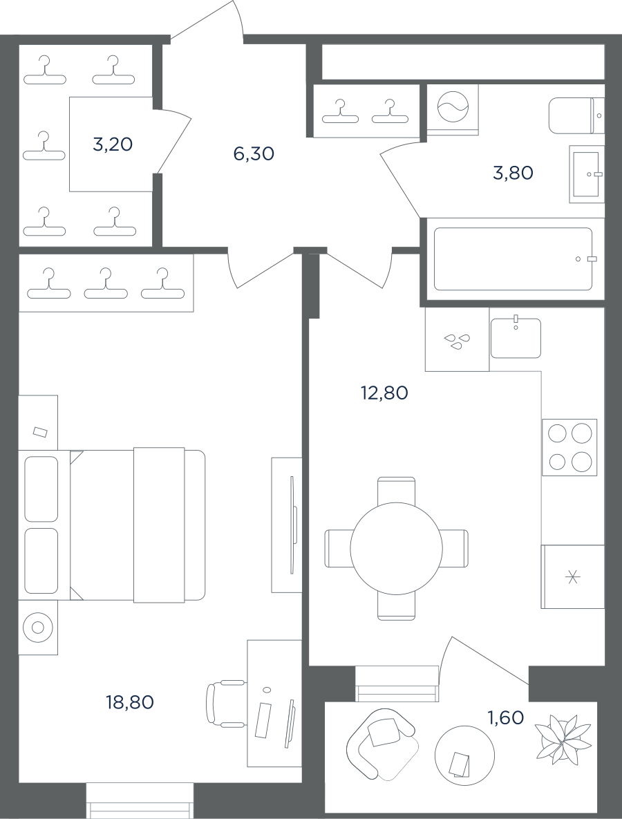 1-комнатная квартира в ЖК Равновесие