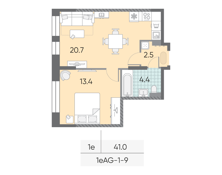 1-комнатная квартира в ЖК Зиларт 1-комнатная квартира в ЖК Зиларт