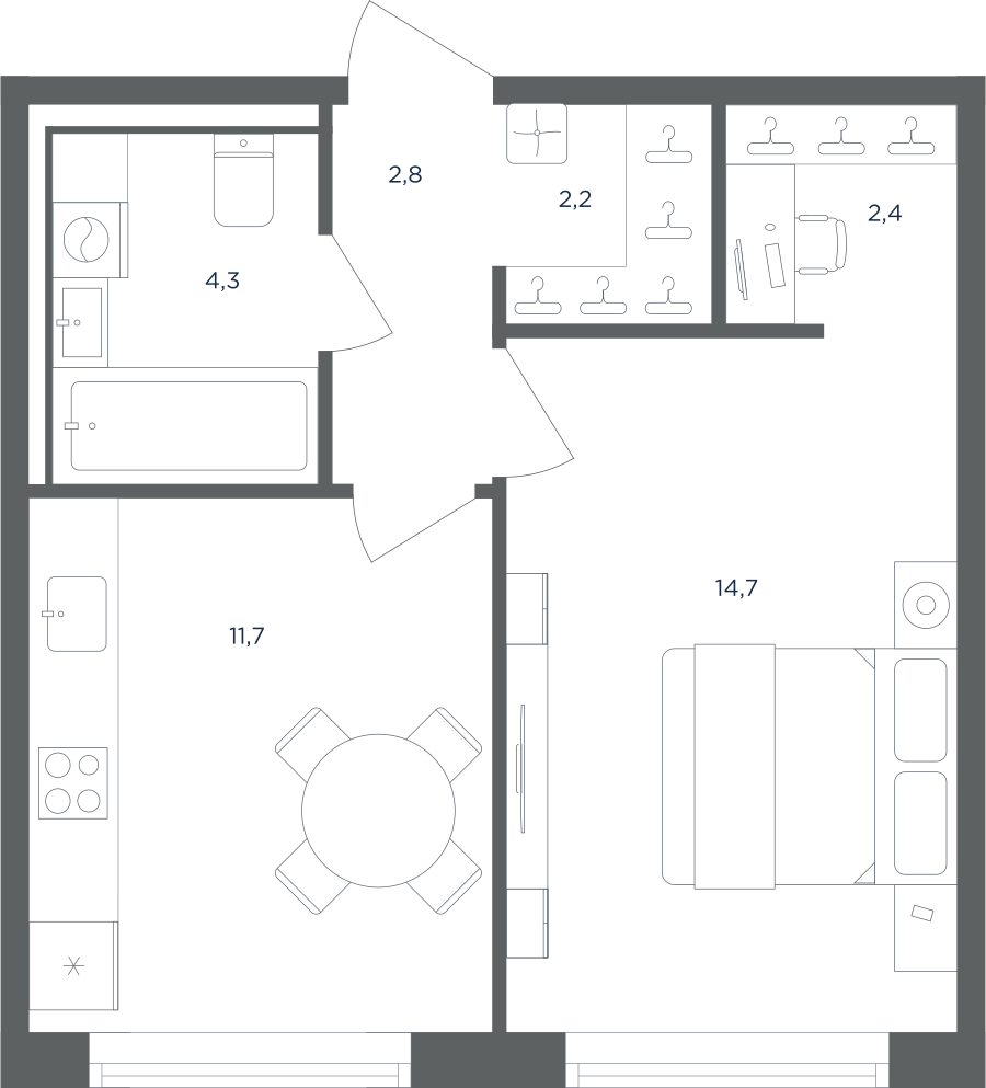 1-комнатная квартира в ЖК Равновесие