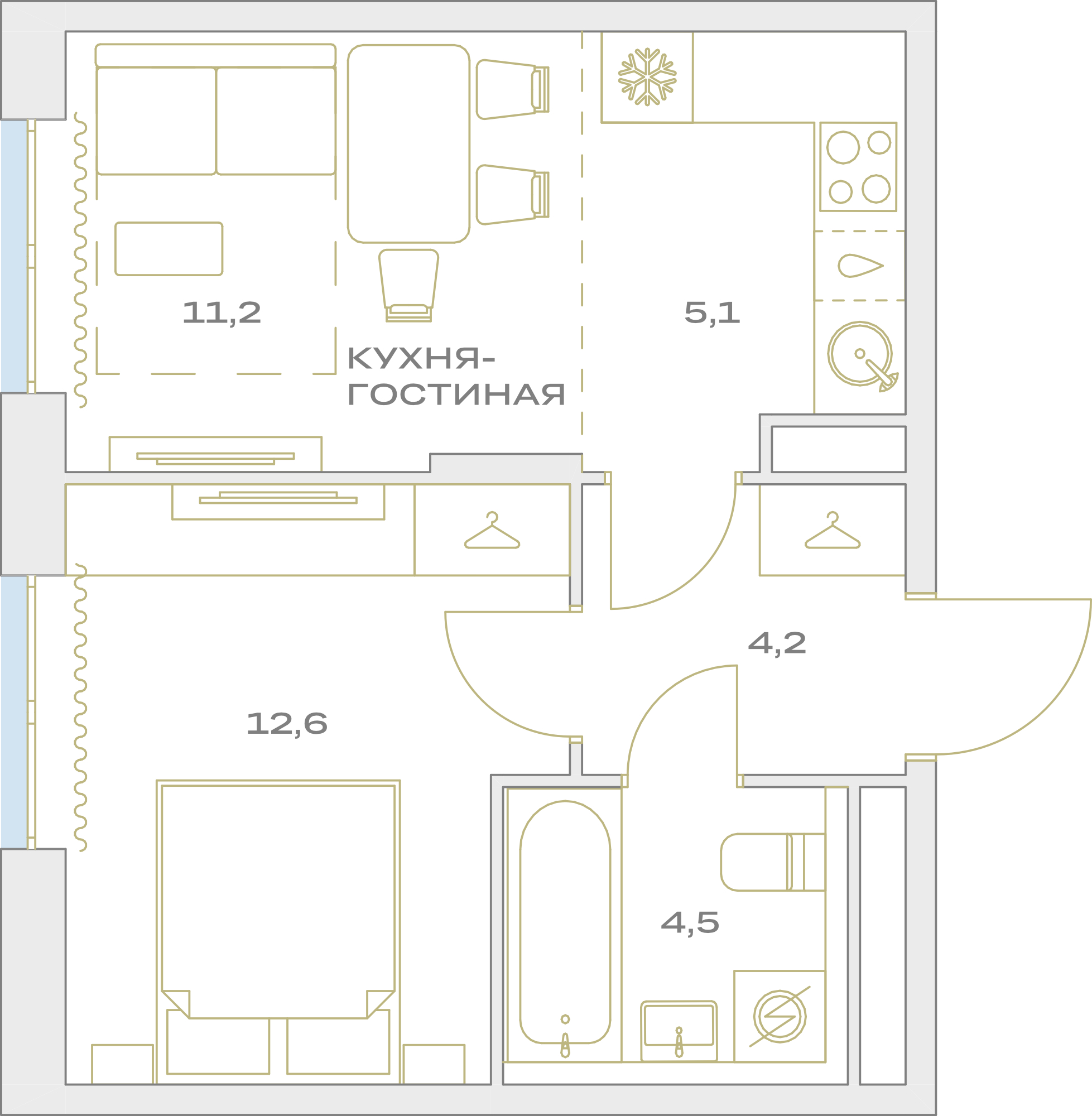 2х-комнатная квартира в ЖК Детали