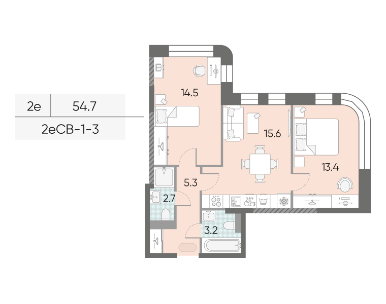 2х-комнатная квартира в ЖК Зиларт