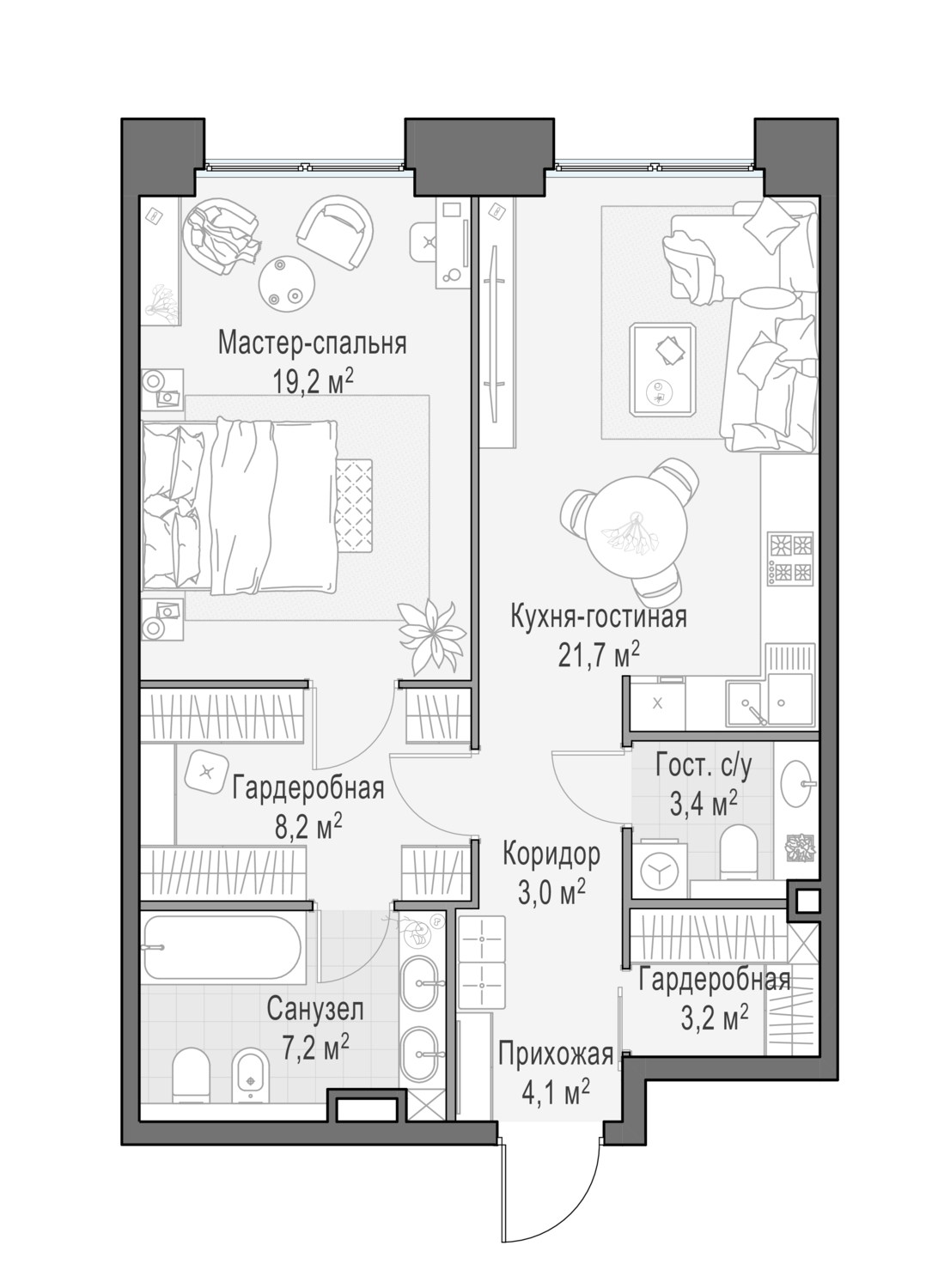 2х-комнатная квартира в ЖК Роскошный квартал Life Time