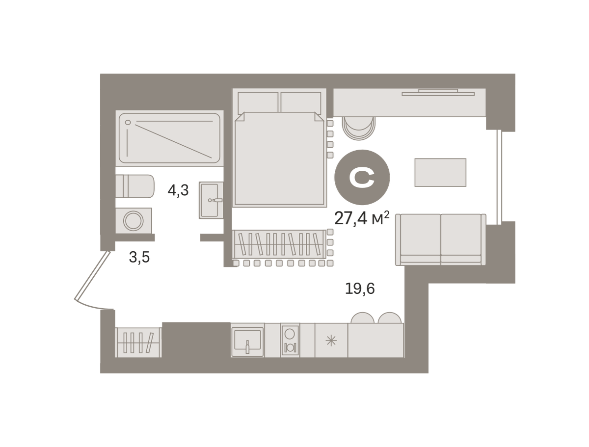 Квартира-студия в ЖК Квартал МОНС