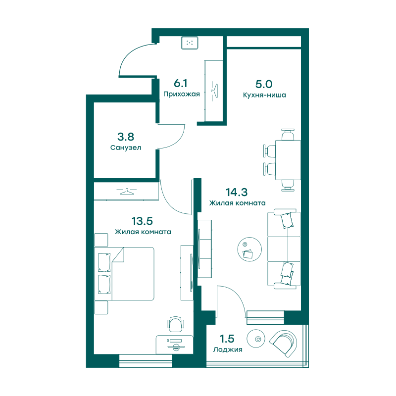 1-комнатная квартира в ЖК Равновесие