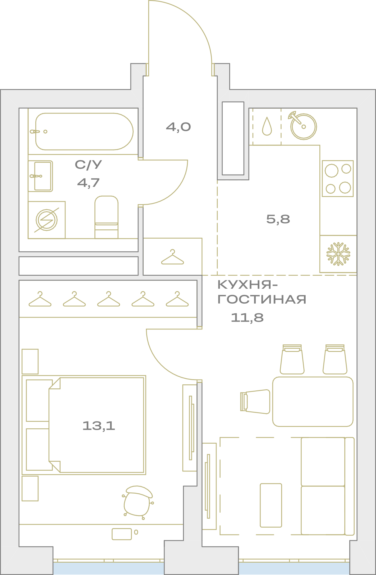 2х-комнатная квартира в ЖК Детали