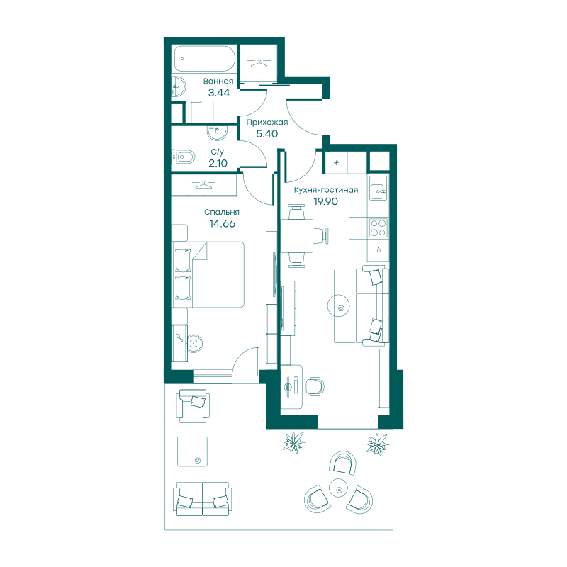 2х-комнатная квартира в ЖК Равновесие