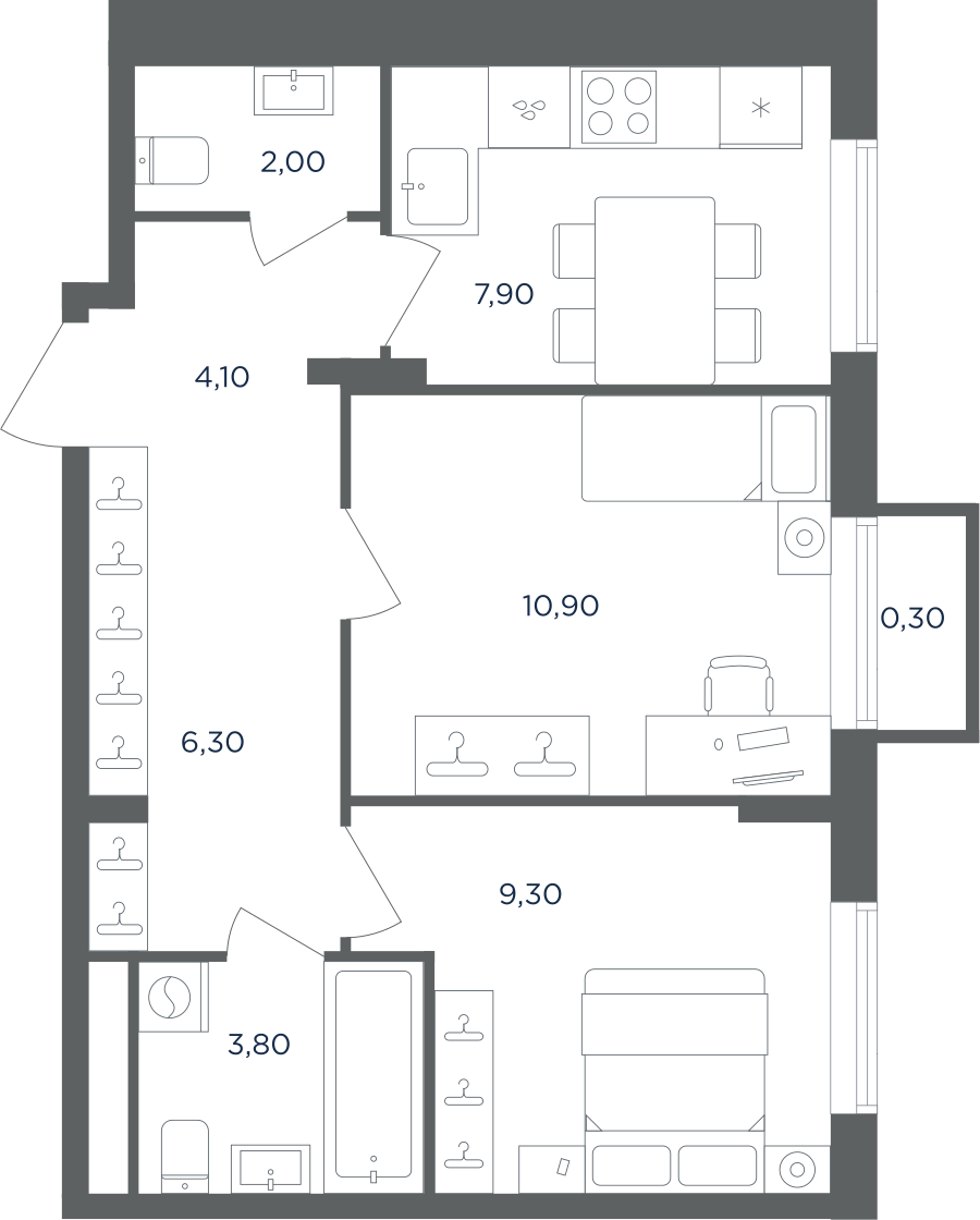 2х-комнатная квартира в ЖК Равновесие