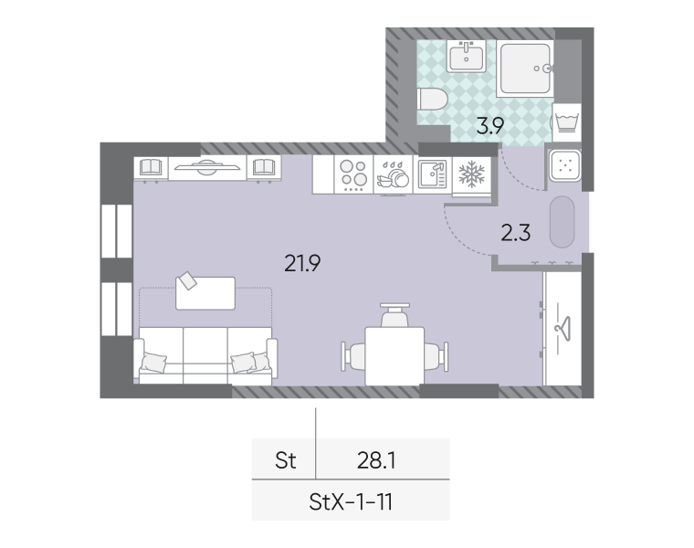 Квартира-студия в ЖК Зиларт