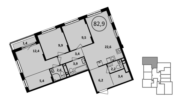 3х-комнатная квартира в ЖК Испанские кварталы