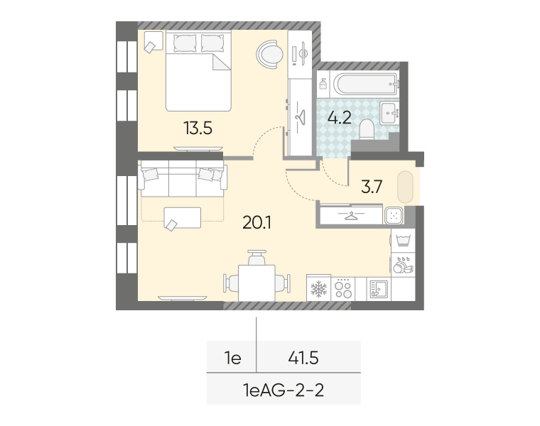 1-комнатная квартира в ЖК Зиларт 1-комнатная квартира в ЖК Зиларт