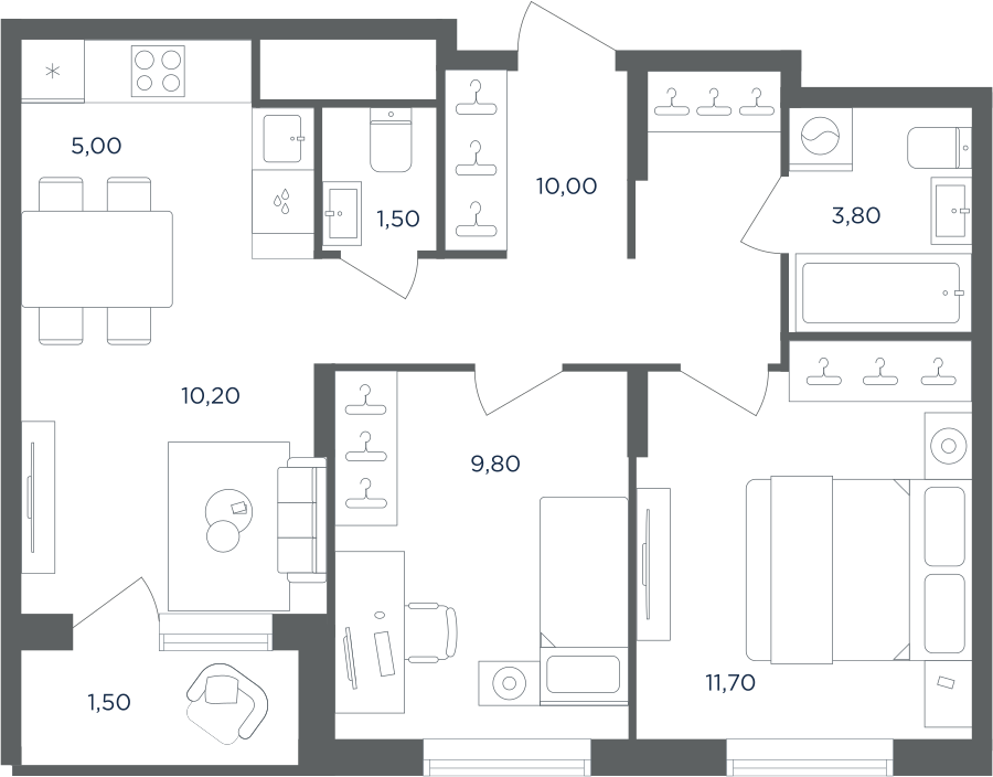 3х-комнатная квартира в ЖК Равновесие