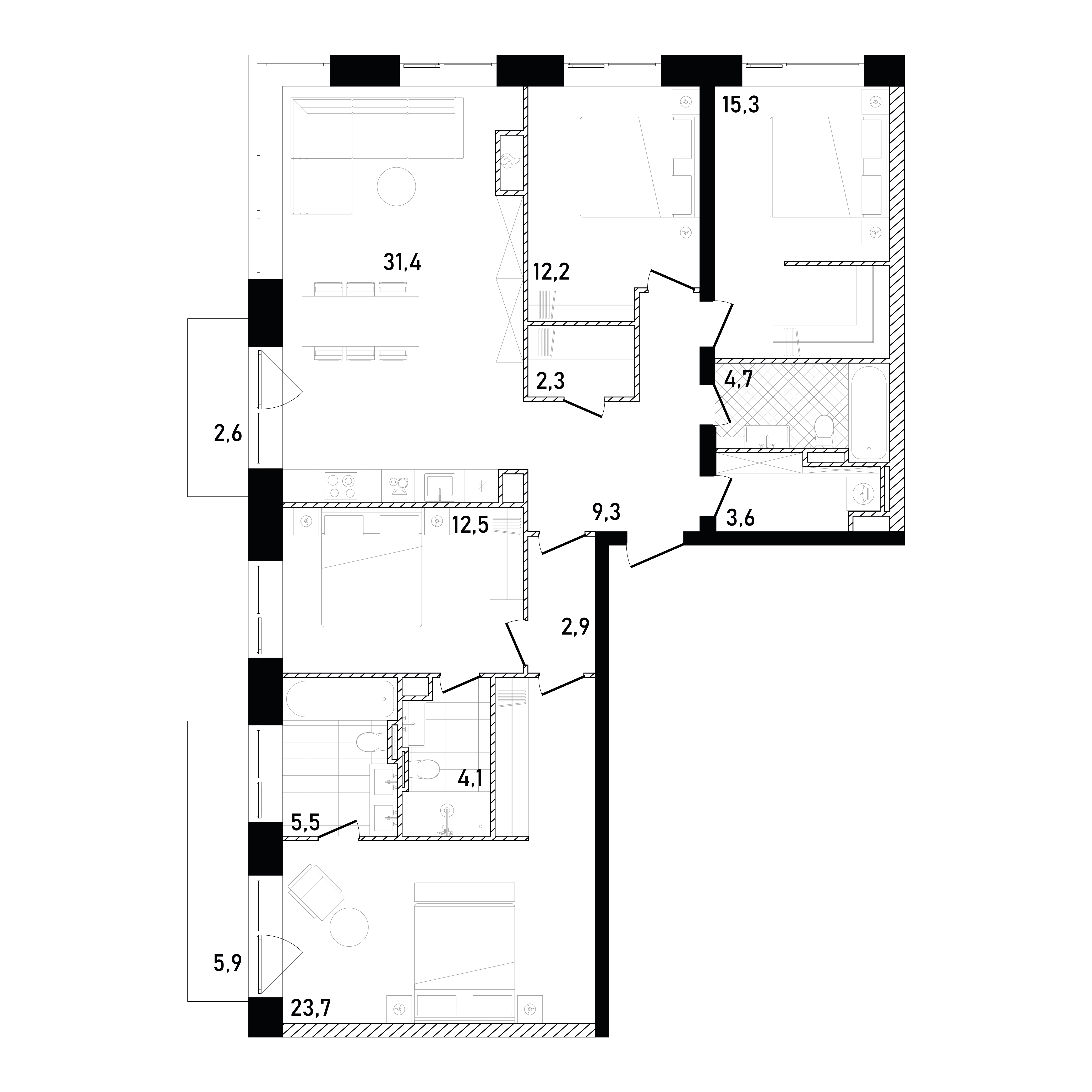 4х-комнатная квартира в ЖК Republic (Репаблик)