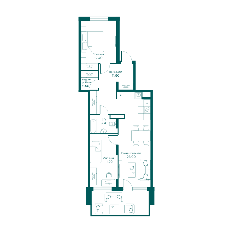 3х-комнатная квартира в ЖК Равновесие