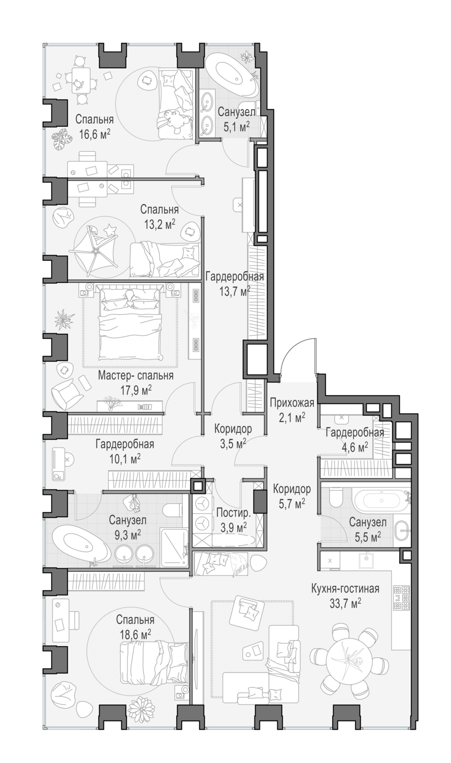 5-комнатная квартира в ЖК Роскошный квартал Life Time