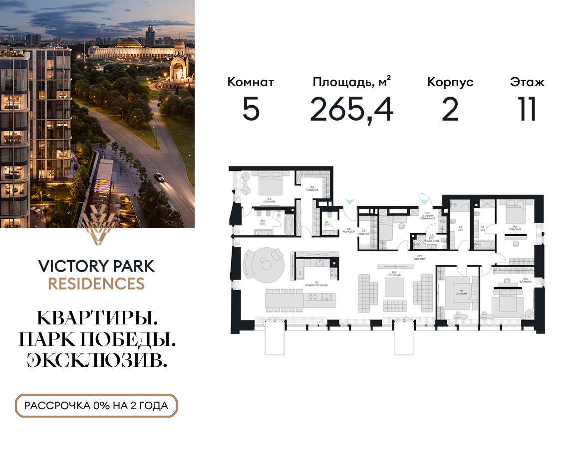 5-комнатная квартира в ЖК Victory Park Residences (Виктори Парк Резиденсез)