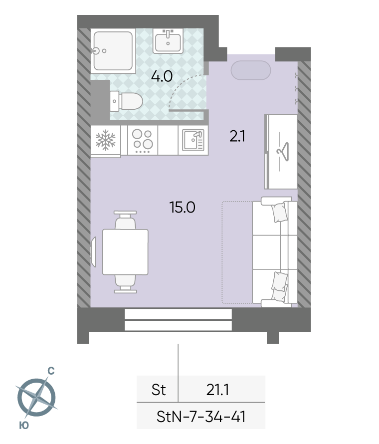 Квартира-студия в ЖК Зиларт