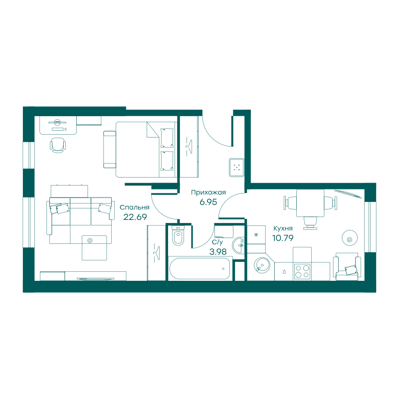 1-комнатная квартира в ЖК Равновесие