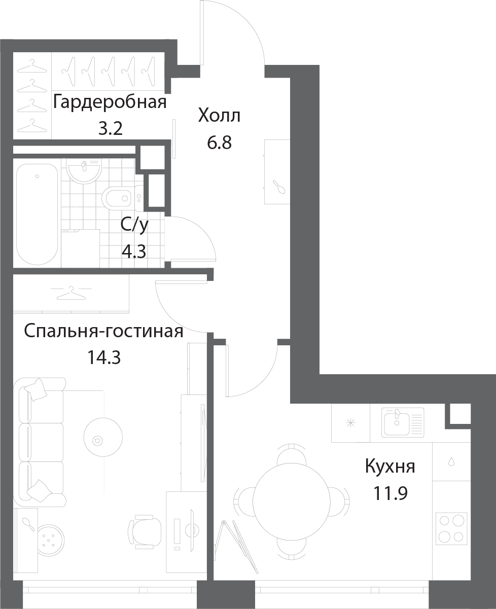 1-комнатная квартира в ЖК Жилой остров Nagatino i-Land