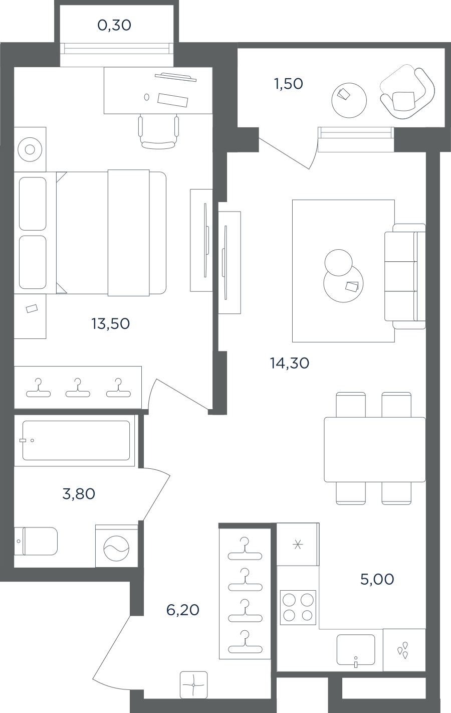 1-комнатная квартира в ЖК Равновесие