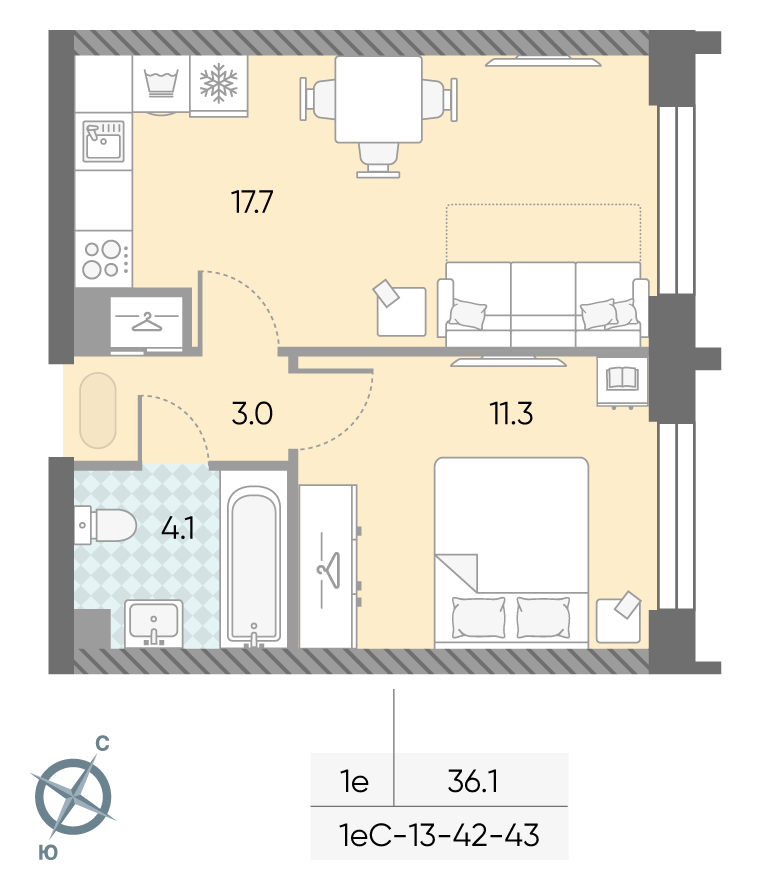 1-комнатная квартира в ЖК Зиларт