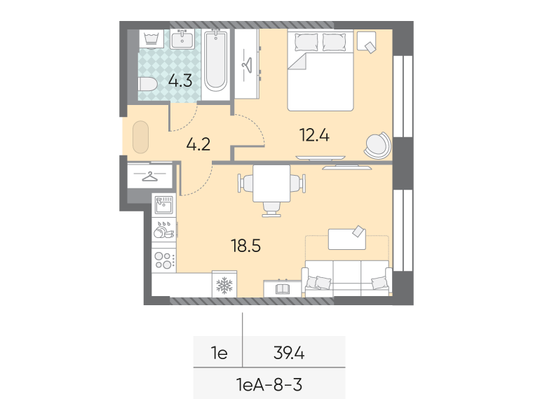 1-комнатная квартира в ЖК Зиларт 1-комнатная квартира в ЖК Зиларт