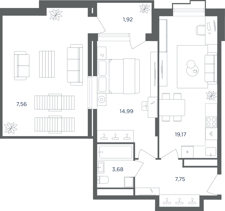 2х-комнатная квартира в ЖК Равновесие