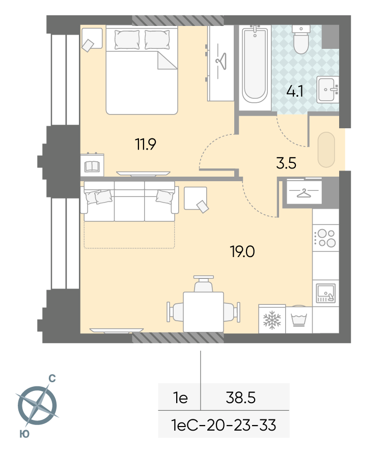 1-комнатная квартира в ЖК Зиларт