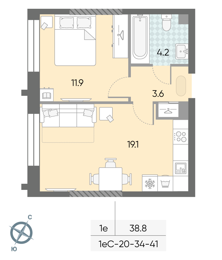 1-комнатная квартира в ЖК Зиларт 1-комнатная квартира в ЖК Зиларт