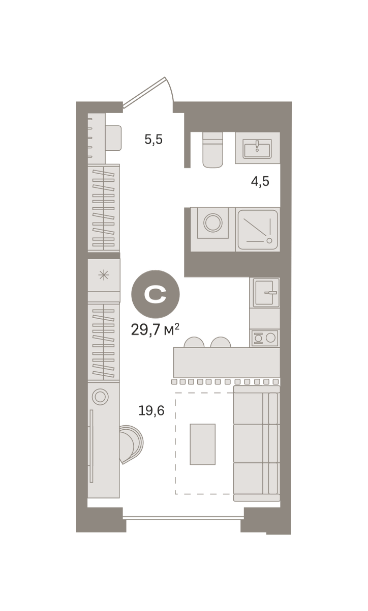 Квартира-студия в ЖК Квартал МОНС
