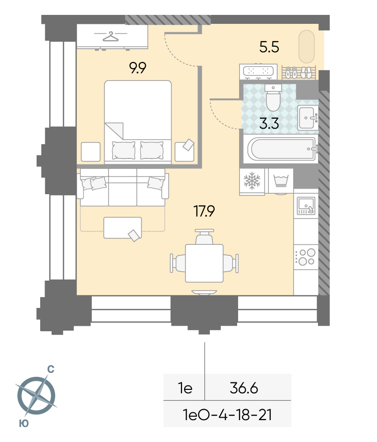 1-комнатная квартира в ЖК Зиларт