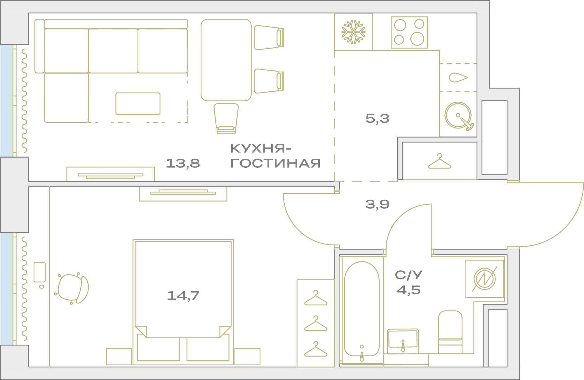 2х-комнатная квартира в ЖК Детали