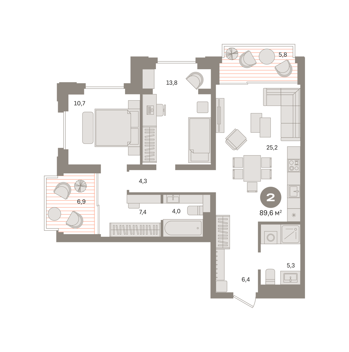 2х-комнатная квартира в ЖК Квартал МОНС