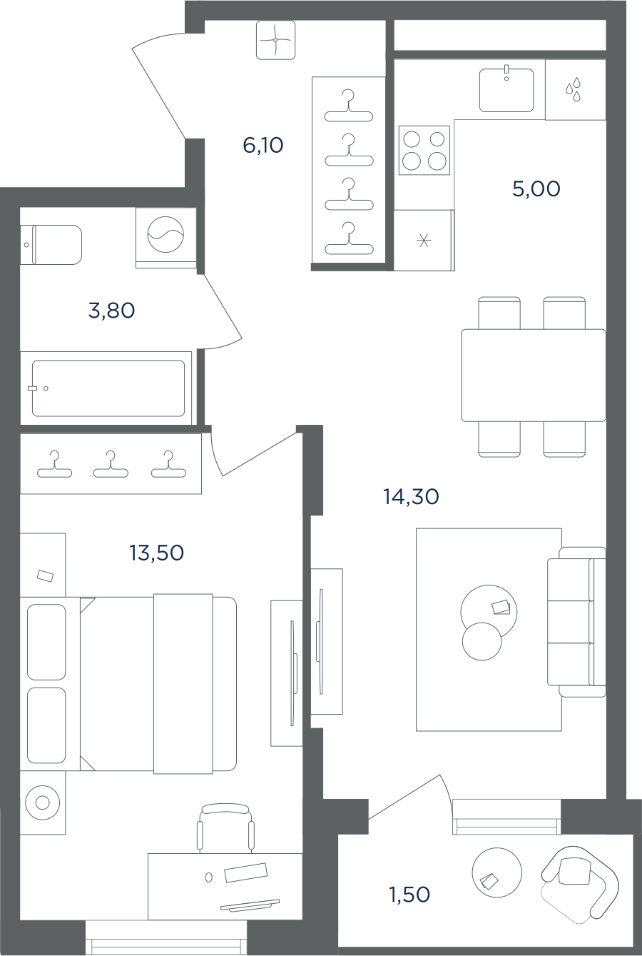 1-комнатная квартира в ЖК Равновесие